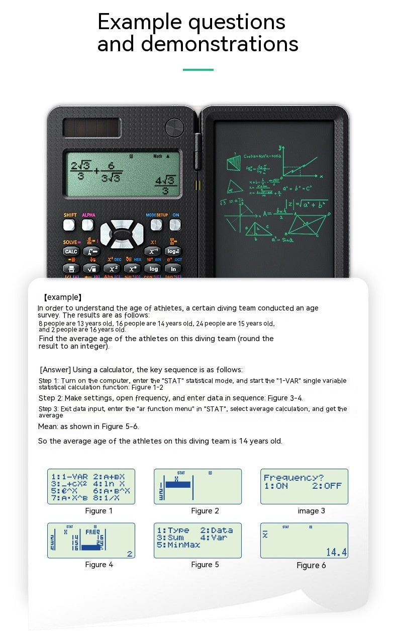 2 In 1 Foldable Scientific Calculators Handwriting Tablet Learning Function Calculator