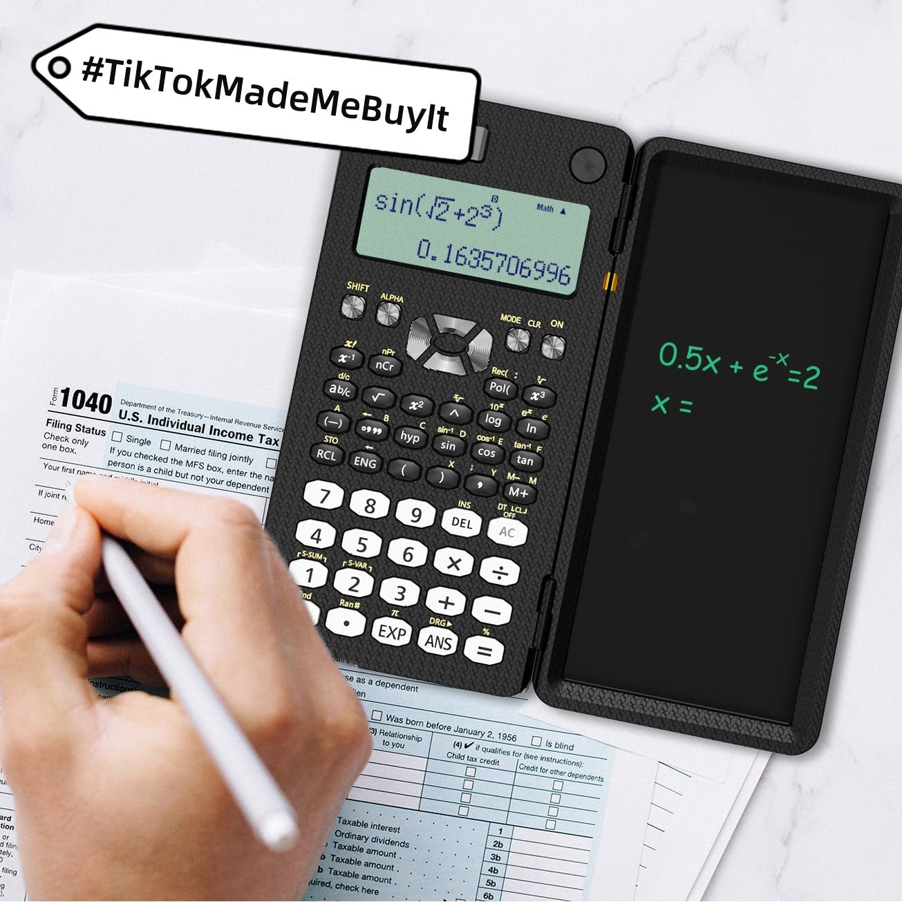 2 In 1 Foldable Scientific Calculators Handwriting Tablet Learning Function Calculator