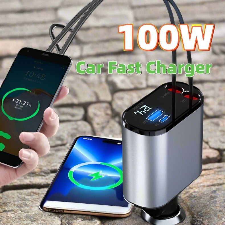 Metal Car Charger 100W Super Fast Charging
