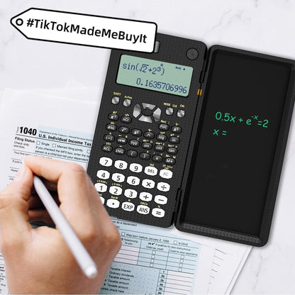 2 In 1 Foldable Scientific Calculators Handwriting Tablet Learning Function Calculator