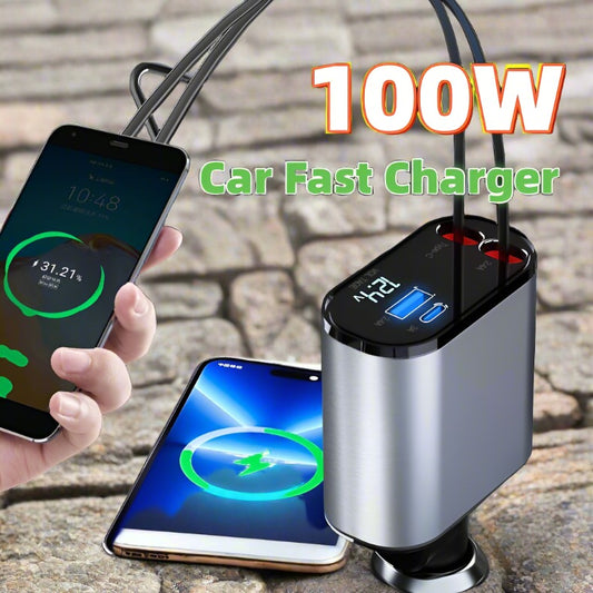 Metal Car Charger 100W Super Fast Charging